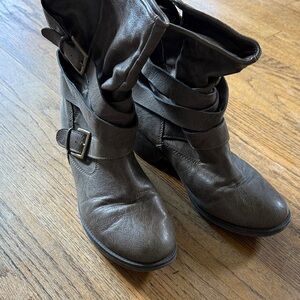 JustFab Dark Brown Ankle Boots with Buckle Detail